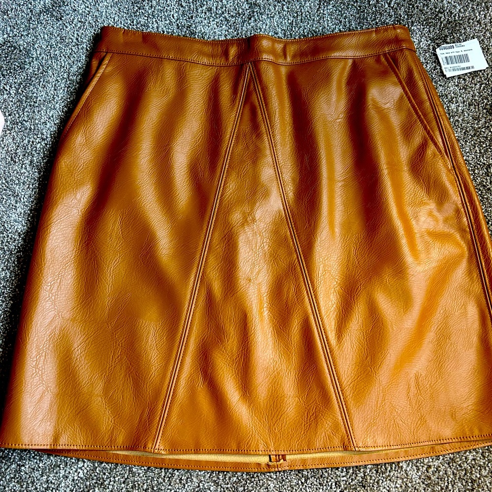 Bar III Tan Faux Leather Skirt